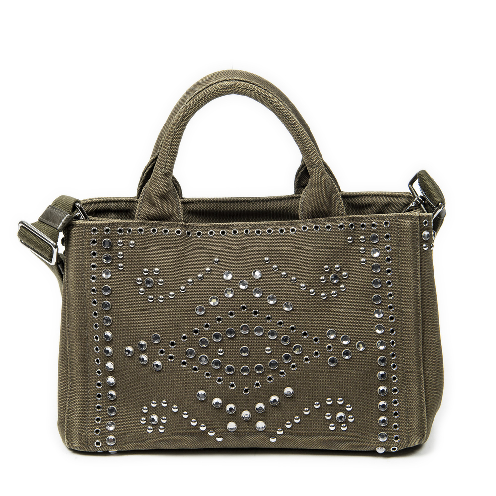 Prada Small Rhinestone Canapa Tote